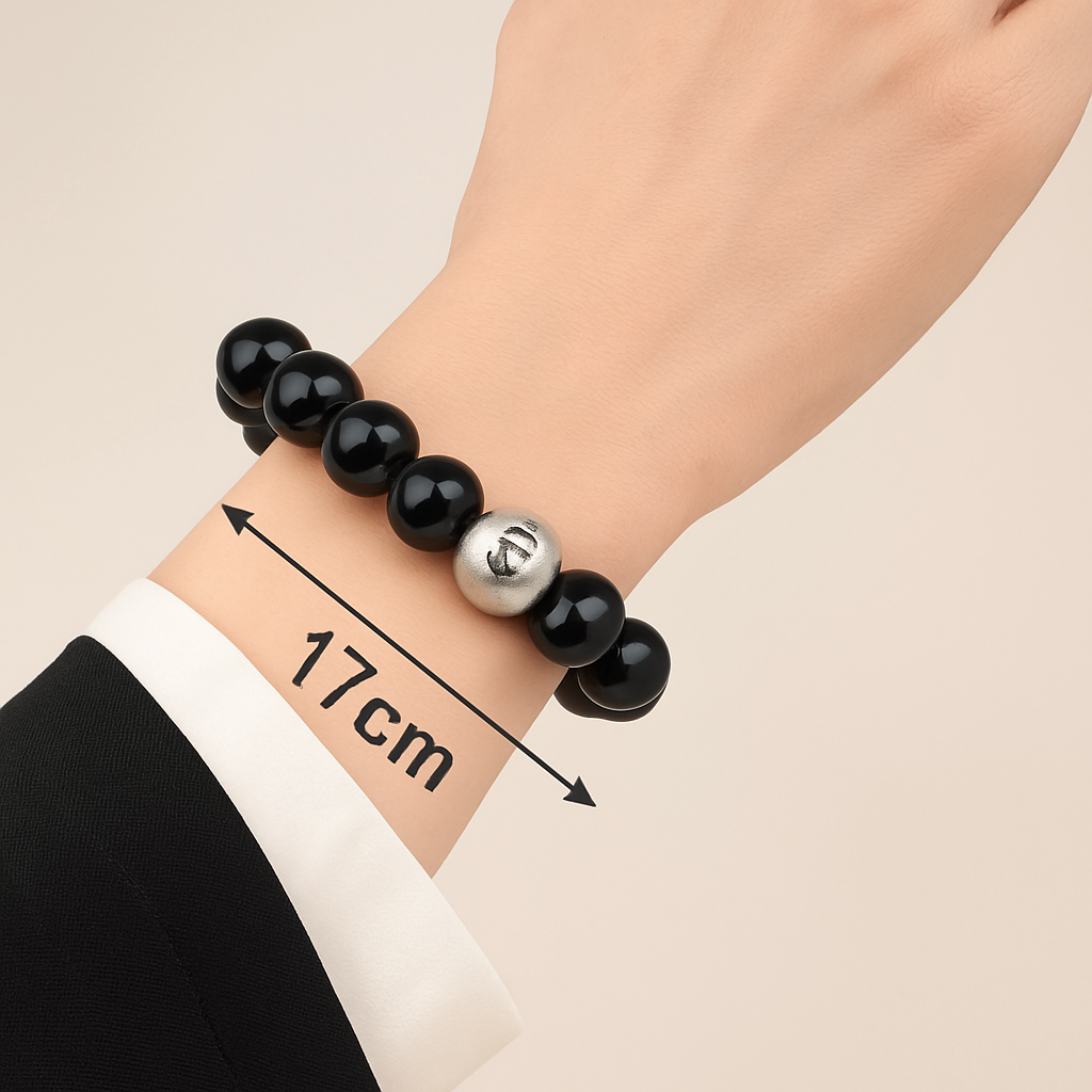 Pulsera de Obsidiana Natural con Mantra de Seis Sílabas: Protección y Armonía Espiritual