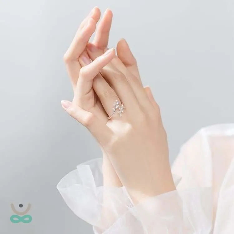 Anillo Hoja de Cristal Inspiración Primavera - Plata de Ley 925