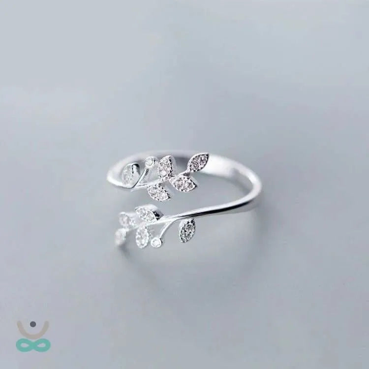 Anillo Hoja de Cristal Inspiración Primavera - Plata de Ley 925