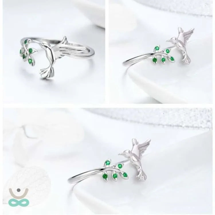 Anillo colibri en plata