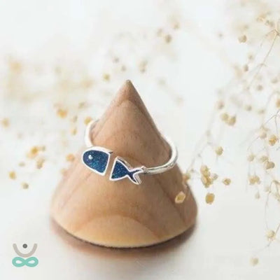 Anillo de Pez Azul en Plata 925 – Símbolo de Libertad y Prosperidad