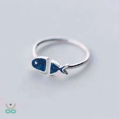 Anillo de Pez Azul en Plata 925 – Símbolo de Libertad y Prosperidad
