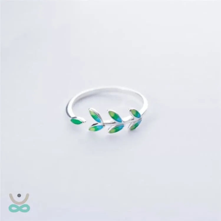 Anillo de la Hoja del Árbol de la Vida - Plata Esterlina 925 Ajustable