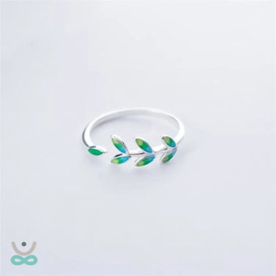 Anillo de la Hoja del Árbol de la Vida - Plata Esterlina 925 Ajustable