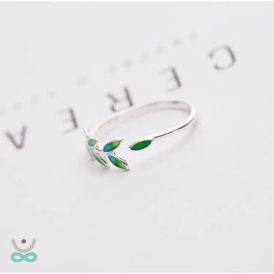 Anillo de la Hoja del Árbol de la Vida - Plata Esterlina 925 Ajustable