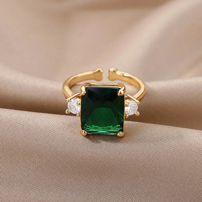 Anillo de piedra natural Zircon verde para mujer