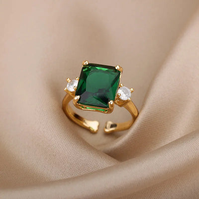Anillo de piedra natural Zircon verde para mujer