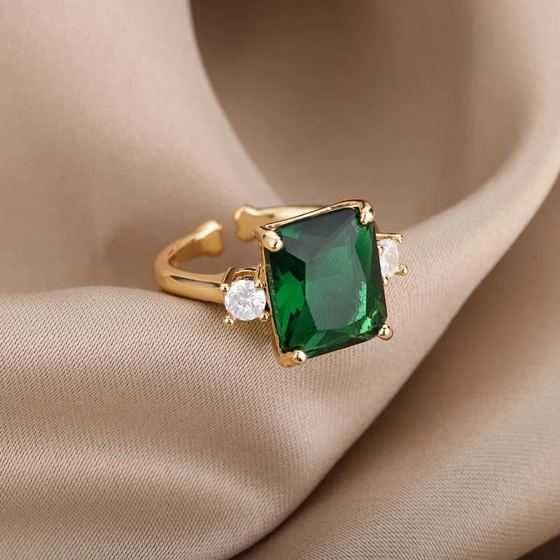 Anillo de piedra natural Zircon verde para mujer