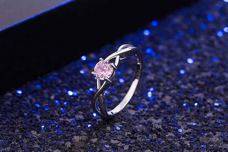 Anillo de plata con piedra preciosa de cuarzo rosa serenidad y amor
