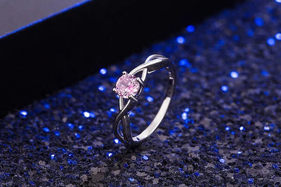 Anillo de plata con piedra preciosa de cuarzo rosa serenidad y amor