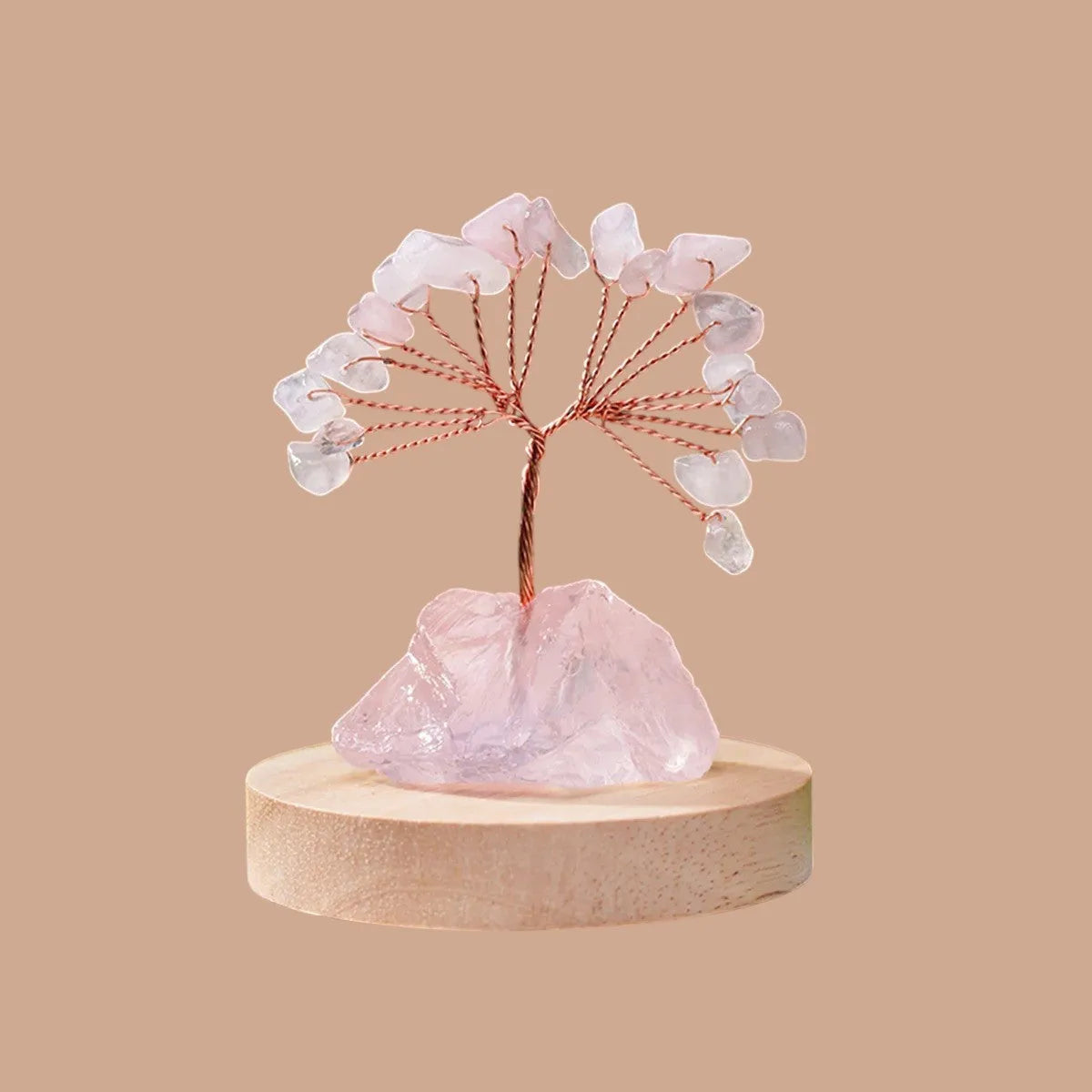 Árbol de la Vida de Cuarzo Rosa para Bienestar Emocional