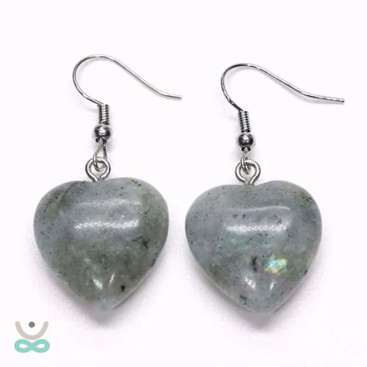 Aretes corazón labradorita
