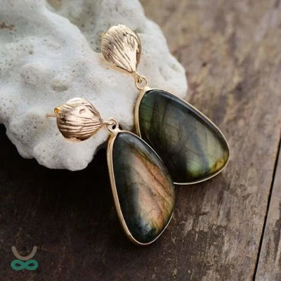 Aretes de adorno y piedra de labradorita