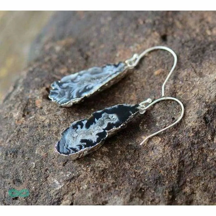 Aretes de agata negra