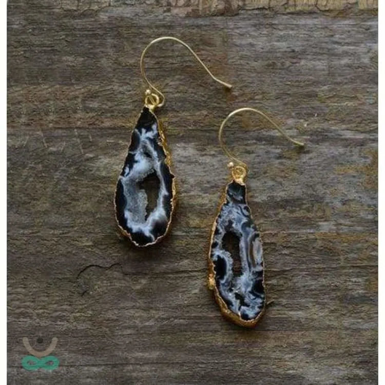 Aretes de agata negra