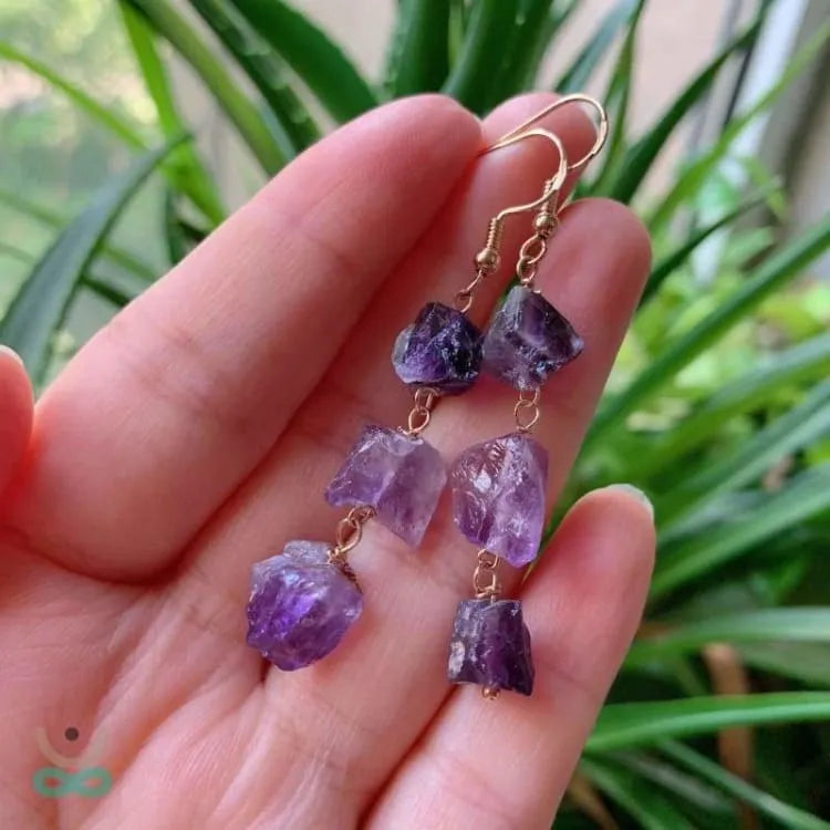 Aretes de amatista (3 piedras)