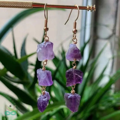 Aretes de amatista (3 piedras)
