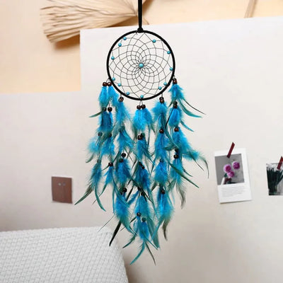 Atrapasueños de Plumas Turquesa con Luz – Protección y Magia Nocturna