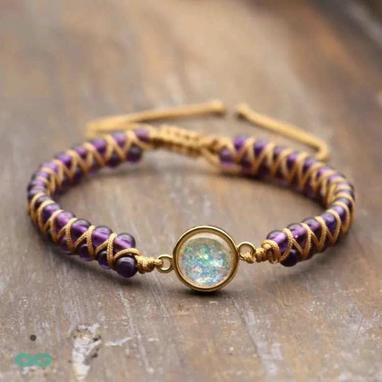 Brazalete de amistad de amatista y ópalo