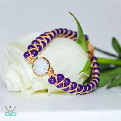 Brazalete de amistad de amatista y ópalo