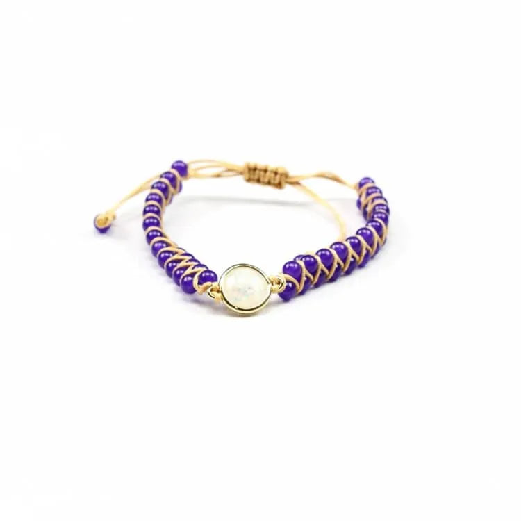 Brazalete de amistad de amatista y ópalo