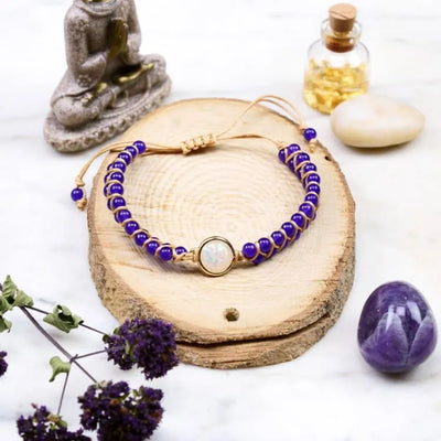 Brazalete de amistad de amatista y ópalo