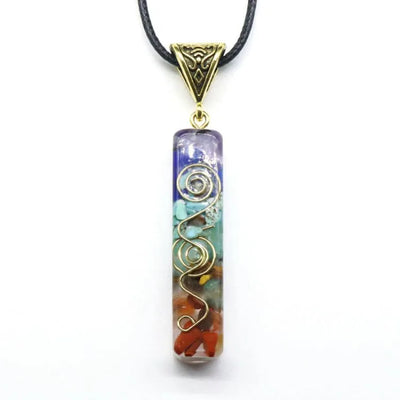 Collar 7 Chakras con amuleto colgante natural