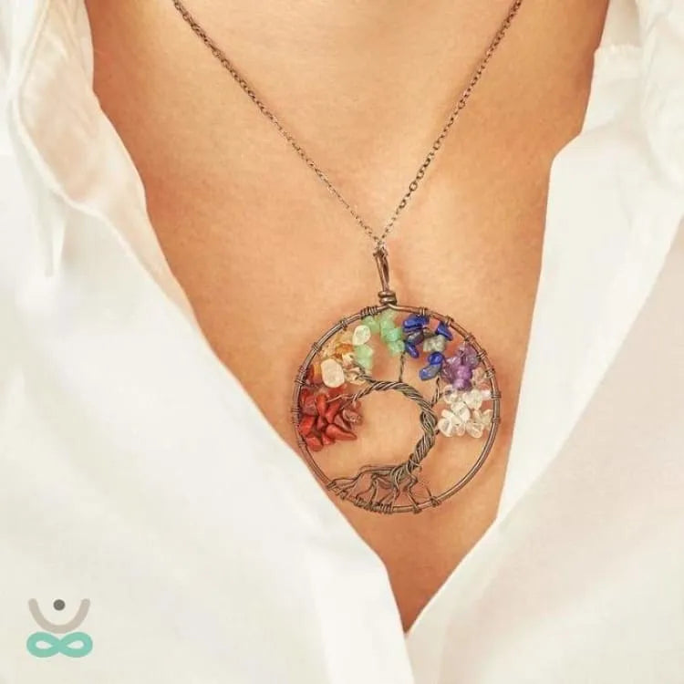 Collar Árbol de vida 7 Chakras Piedras Naturales Brutas