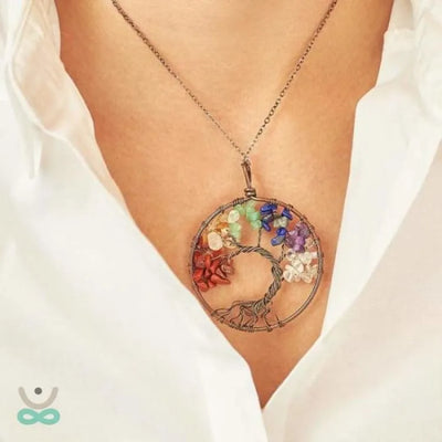 Collar Árbol de vida 7 Chakras Piedras Naturales Brutas