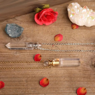 Collar con difusor de perfume de cristal de roca