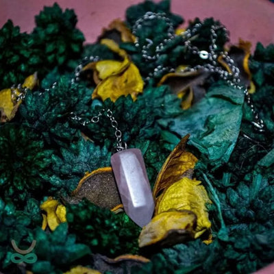 Collar de péndulo de cuarzo rosa - La piedra de la serenidad