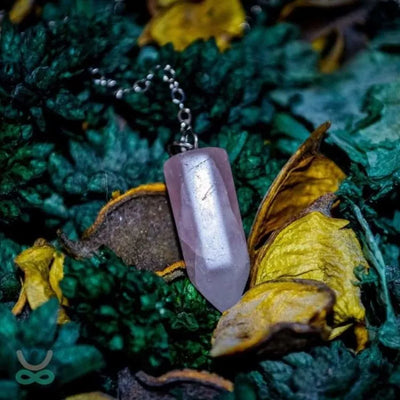 Collar de péndulo de cuarzo rosa - La piedra de la serenidad