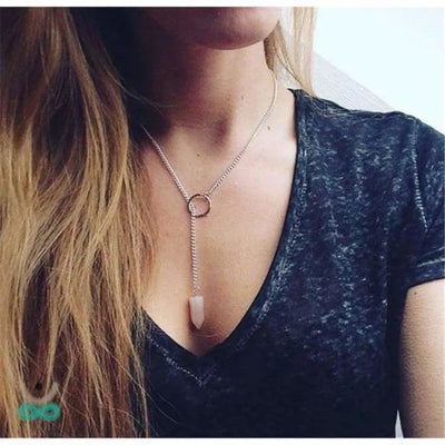 Collar de péndulo de cuarzo rosa - La piedra de la serenidad