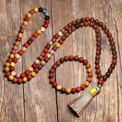 Conjunto de collar y pulsera con jaspe moka y rojo