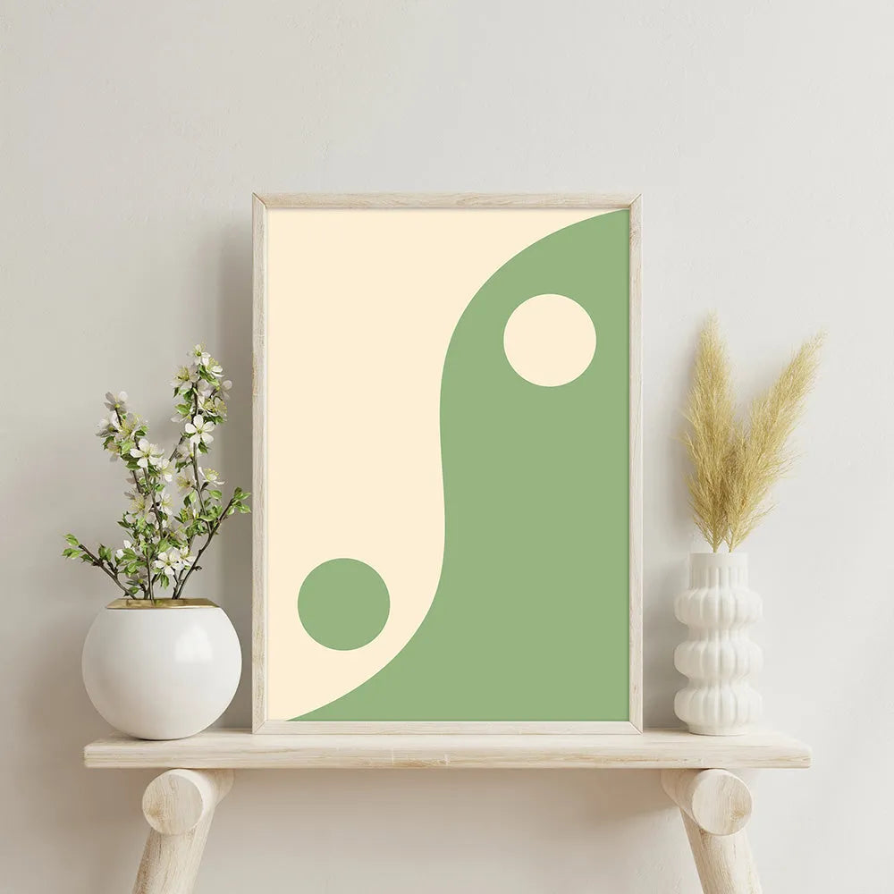 Cuadro Zen Yin Yang verde y blanco