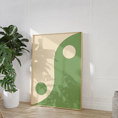 Cuadro Zen Yin Yang verde y blanco