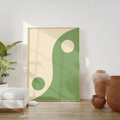 Cuadro Zen Yin Yang verde y blanco