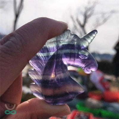 Estatuilla Unicornio de cristal de fluorita