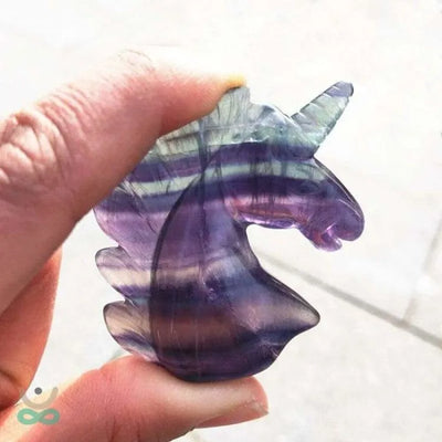 Estatuilla Unicornio de cristal de fluorita