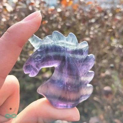 Estatuilla Unicornio de cristal de fluorita