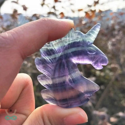 Estatuilla Unicornio de cristal de fluorita