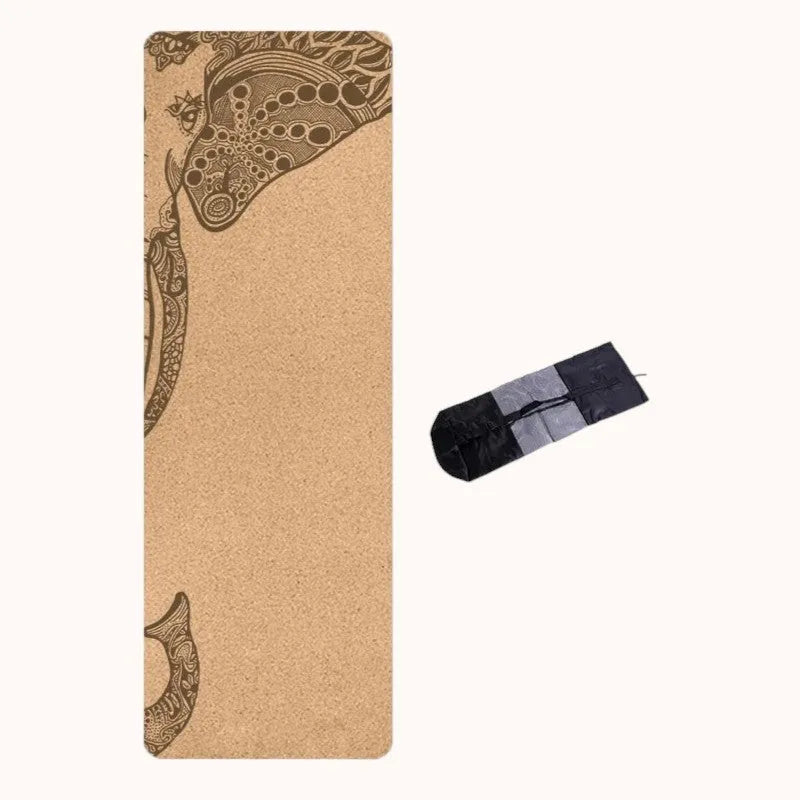 Esterilla de Yoga de Corcho Natural Antideslizante – Diseño Elefante