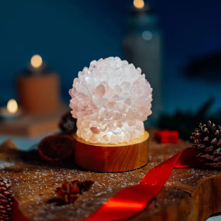 Lámpara de cabecera de cuarzo rosa