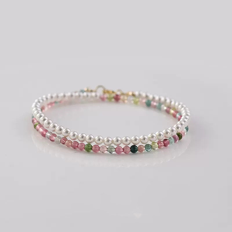 Pulsera de turmalina natural y perlas: elegancia que equilibra tu energía