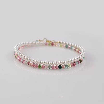 Pulsera de turmalina natural y perlas: elegancia que equilibra tu energía