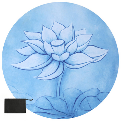 Esterilla Redonda de Meditación Plegable con Bolsa – Flor de Loto Azul