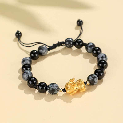 Pulsera de Ágata Negra con Pixiu de Plata: Protección y Prosperidad Espiritual