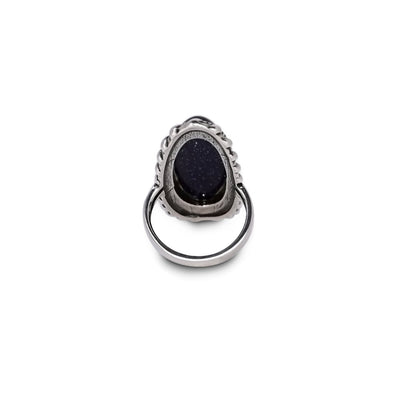 Anillo de arenisca azul en forma de aceituna y plata 925, brillo cósmico y elegancia intuitiva