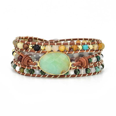 Pulsera de tres capas con jade australiano, serenidad natural y energía de abundancia