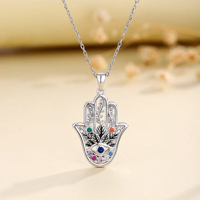 Collar palma de tarot en plata 925, símbolo de intuición, destino y energía esotérica